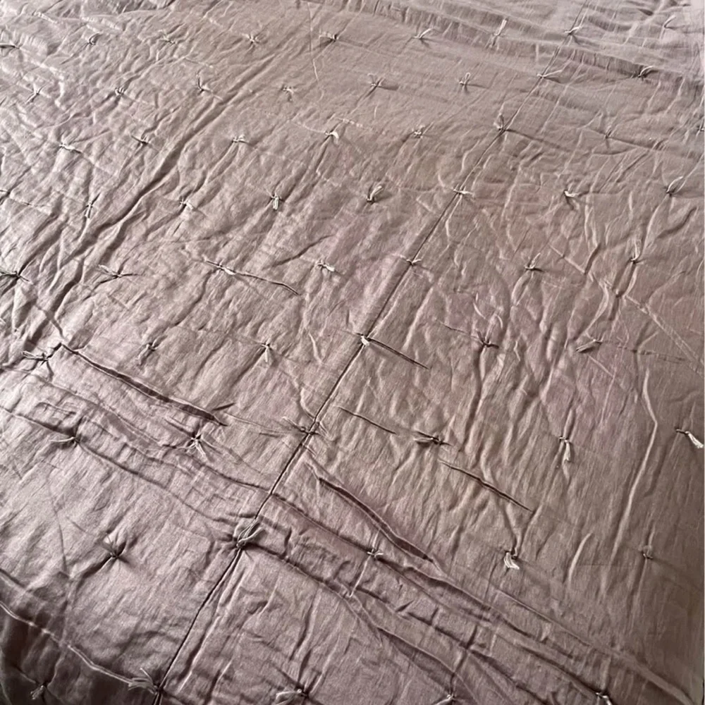 Pottery Barn King Quilt & 2 Shams Dusty Mauve Cotton Textured Bedding Set